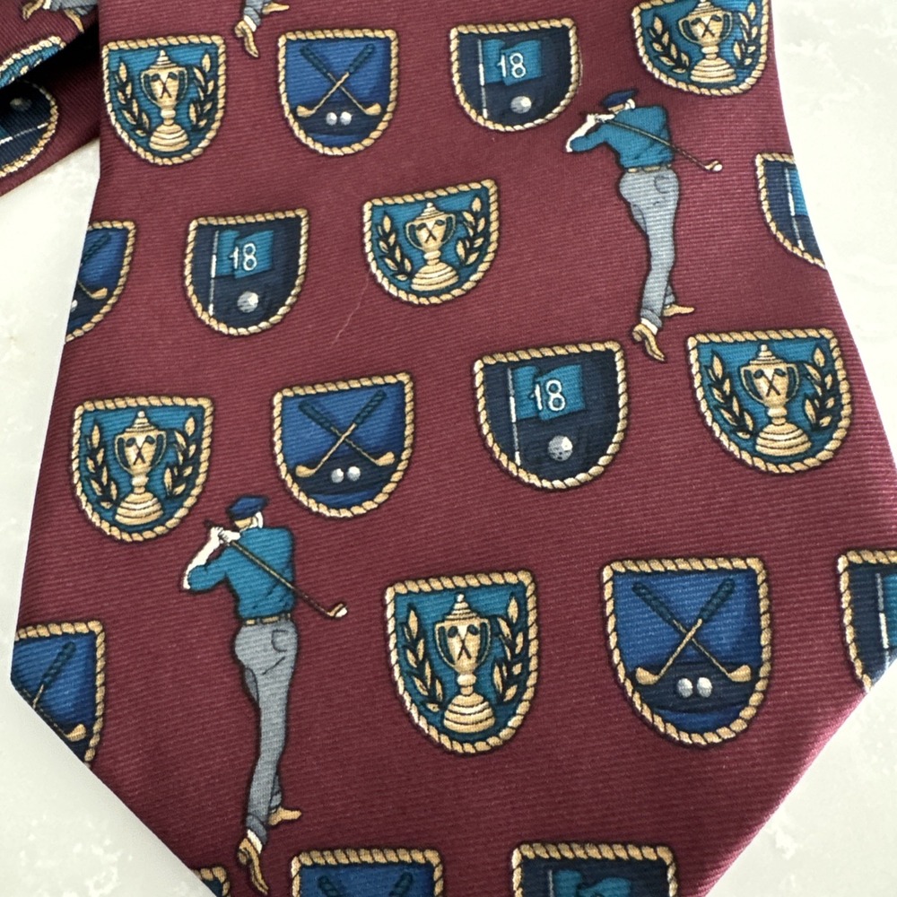Hathaway Men's Silk Tie Novelty‎ Golfers - Picture 2 of 5